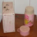 Vintage Ice Cream & Strawberries Vinyl Over Cardboard Lunchbox & Plastic Thermos