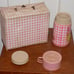 Vintage Ice Cream & Strawberries Vinyl Over Cardboard Lunchbox & Plastic Thermos
