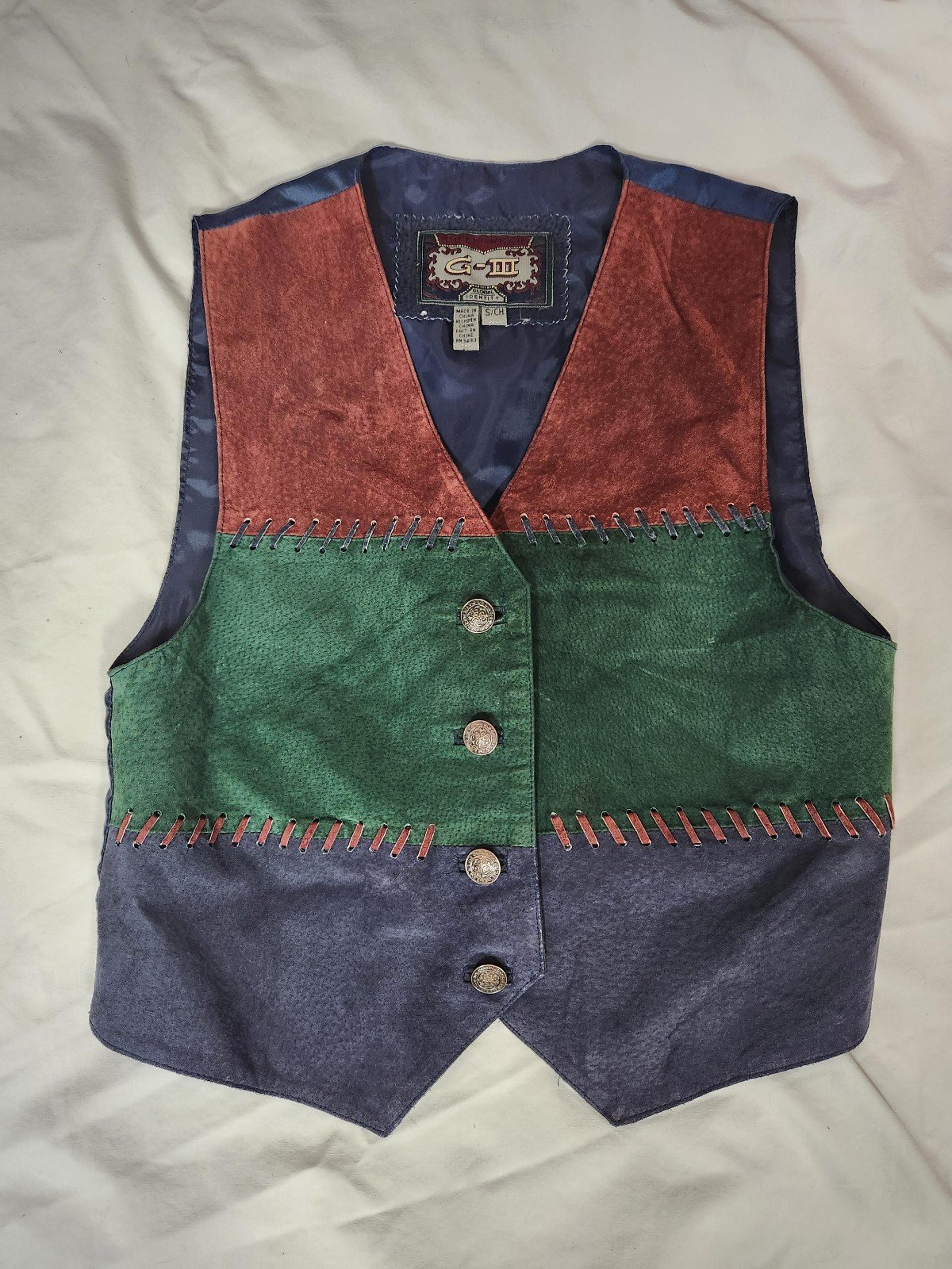 Women's G-lll Global Identity Suede Leather Vest Size Small  Steampunk