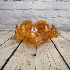 Vintage Imperial Marigold Carnival Glass Sawtooth Scalloped Bowl in Orange
