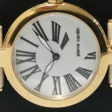 Pierre Cardin 30mm Ladies Round case Yellow Gold White Roman# Dial Quartz NEW