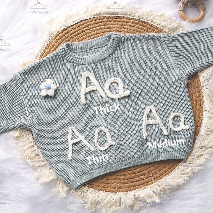 Hand Embroidered Name Sweater, Personalized Newborn Baby Name Sweater,