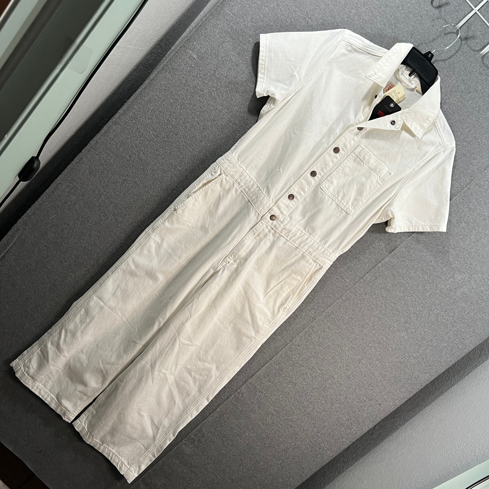 Levi's Heritage Short Sleeve White Denim Jumpsuit Size S
