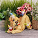 Resin Garden Statue and Sculpture, Funny Dog Playing with Gnomes, Outdoor Lawn Y