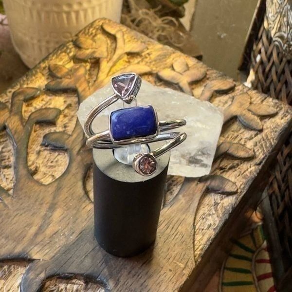 Pink Morganite & Blue Lapis Ring Size 9