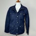 J. CREW Downtown Field Jacket SMALL Navy Blue Military Waxed Cotton Cinch Waist