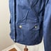 J. CREW Downtown Field Jacket SMALL Navy Blue Military Waxed Cotton Cinch Waist