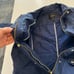 J. CREW Downtown Field Jacket SMALL Navy Blue Military Waxed Cotton Cinch Waist