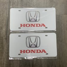Honda white Brand New Front Vanity Metal Plate Frame Holder (2 Pack)