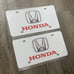 Honda white Brand New Front Vanity Metal Plate Frame Holder (2 Pack)