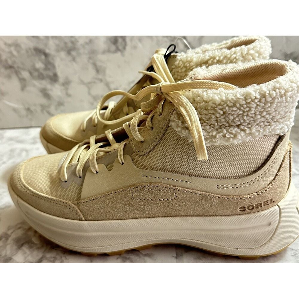 Sorel ONA 503 Mid Cozy Boots Cream Bleached Ceramic Womens 7.5 Waterproof New