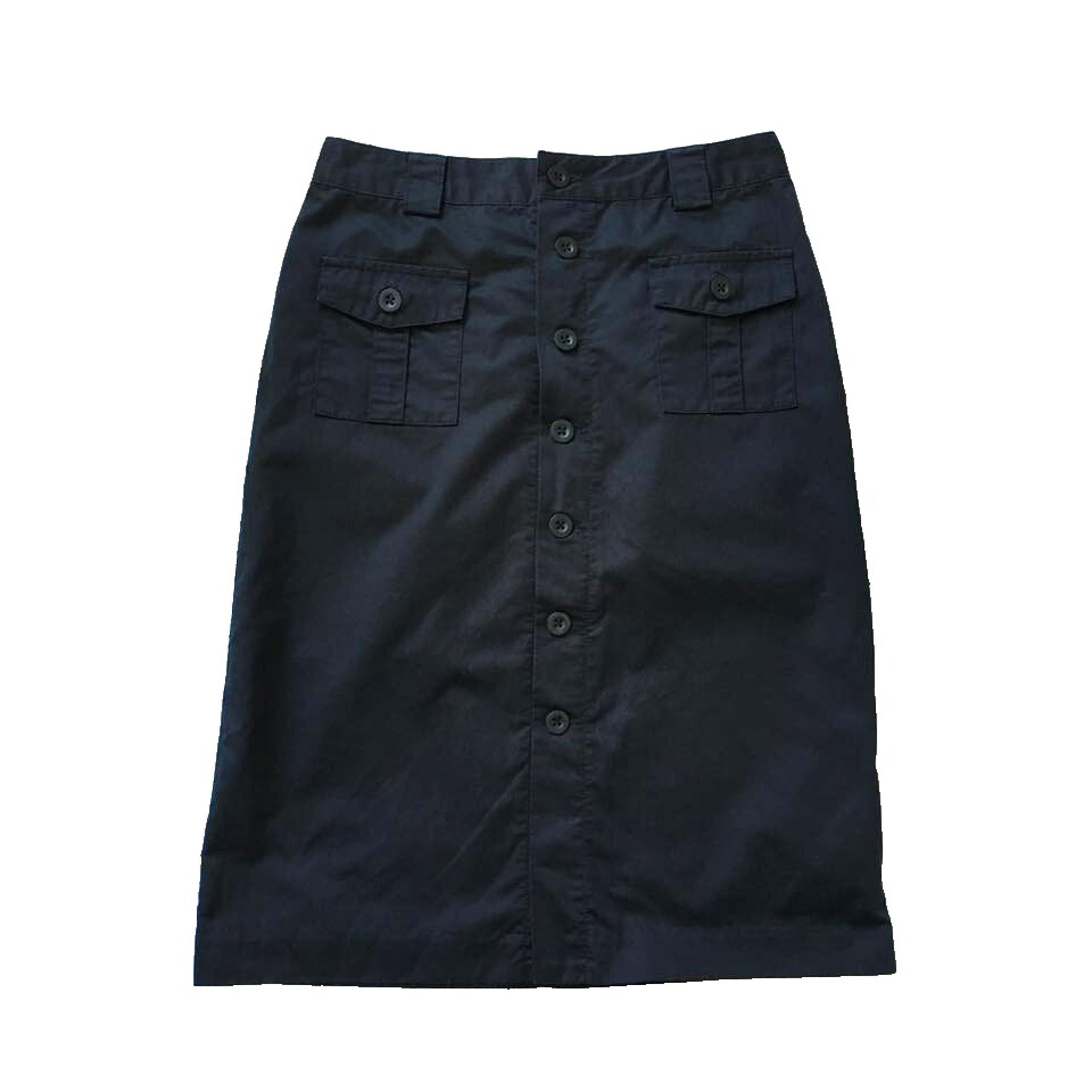 GAP Khaki Skirt Womens 1 XS Black Y2K Straight Pencil Button Up 100% Cotton Midi