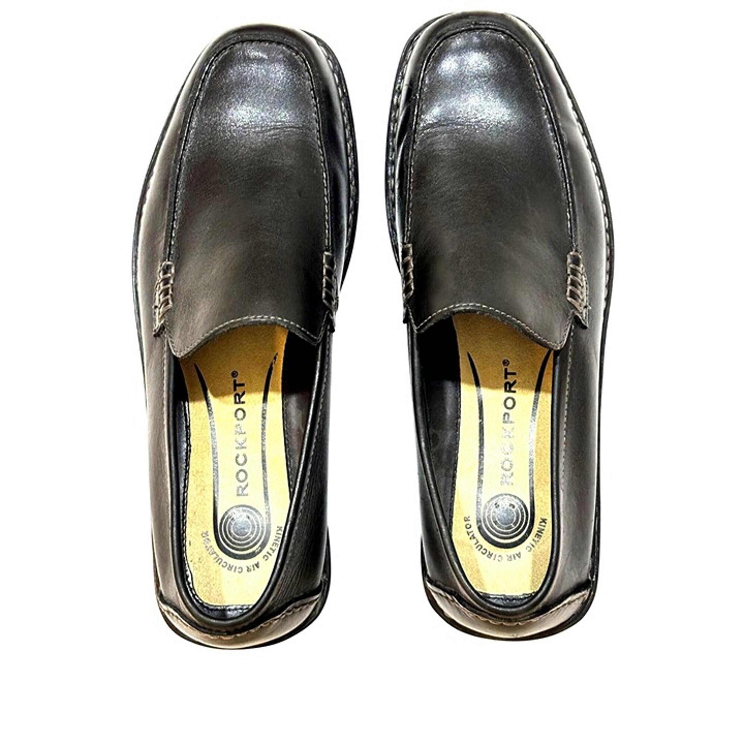 Rockport Men's Black Leather Loafers W Kinetic Air Circulator Sole Slip On Size