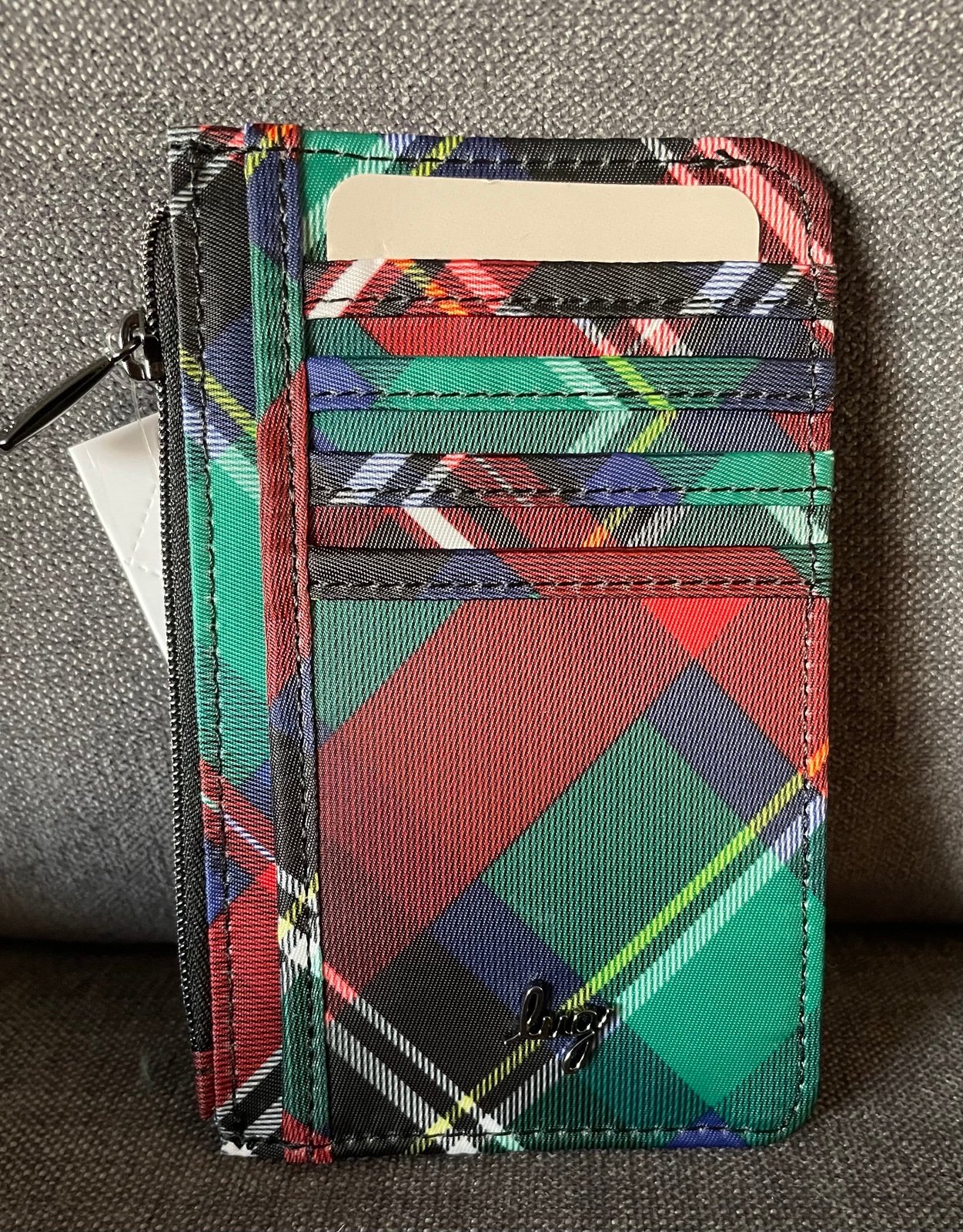 Lug Slide Card Wallet RFID - Tartan Plaid
