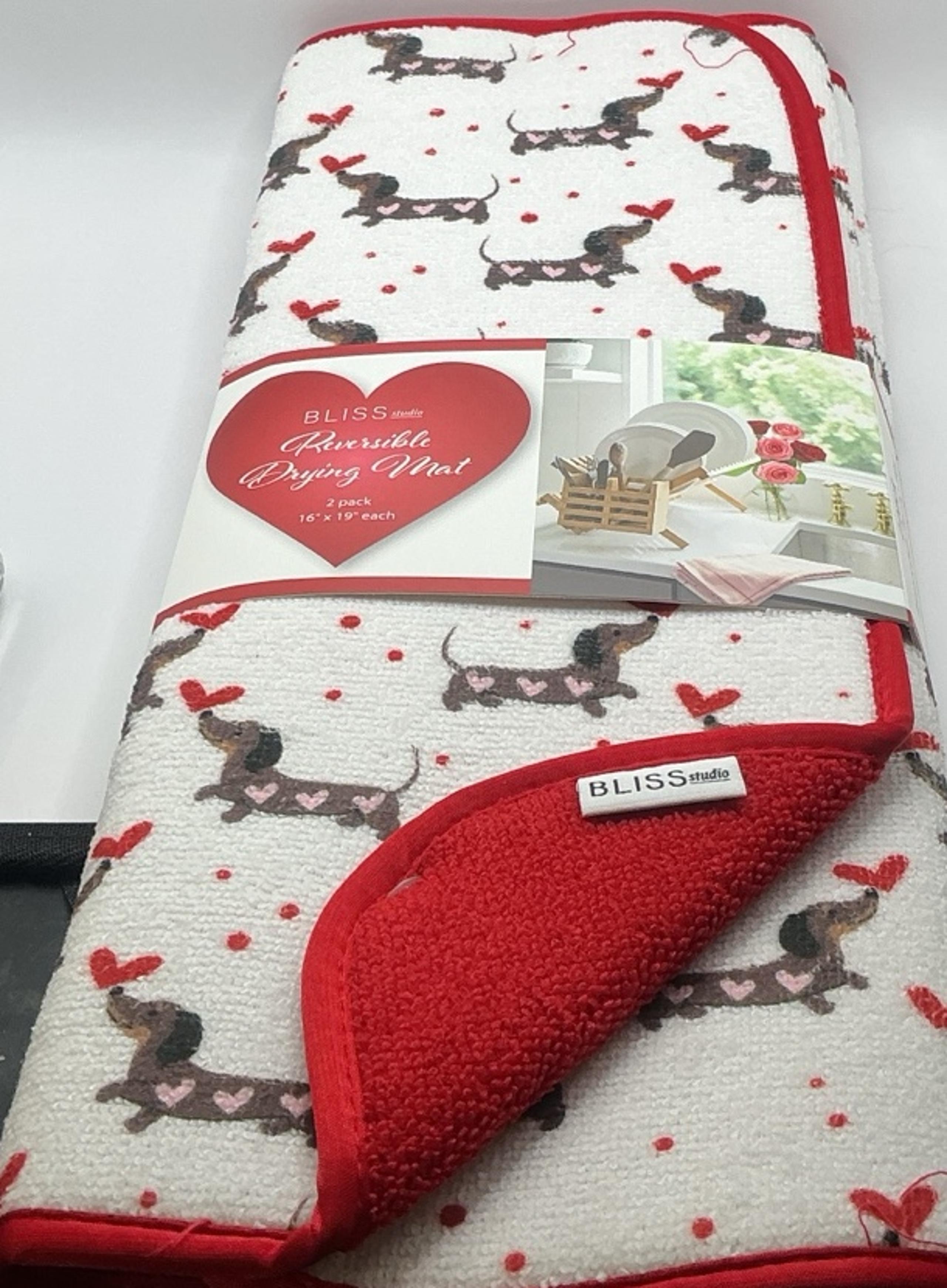 Bliss Studio Reversible Drying Mat 2 Pack 16” x 19” New Dachshund Wiener Dog