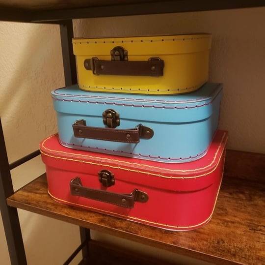 Paperboard Suitcases, Set of 3 Vintage Decorative Storage Box