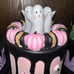 NEW 2024 Halloween Pink Faux Cake On pedastal