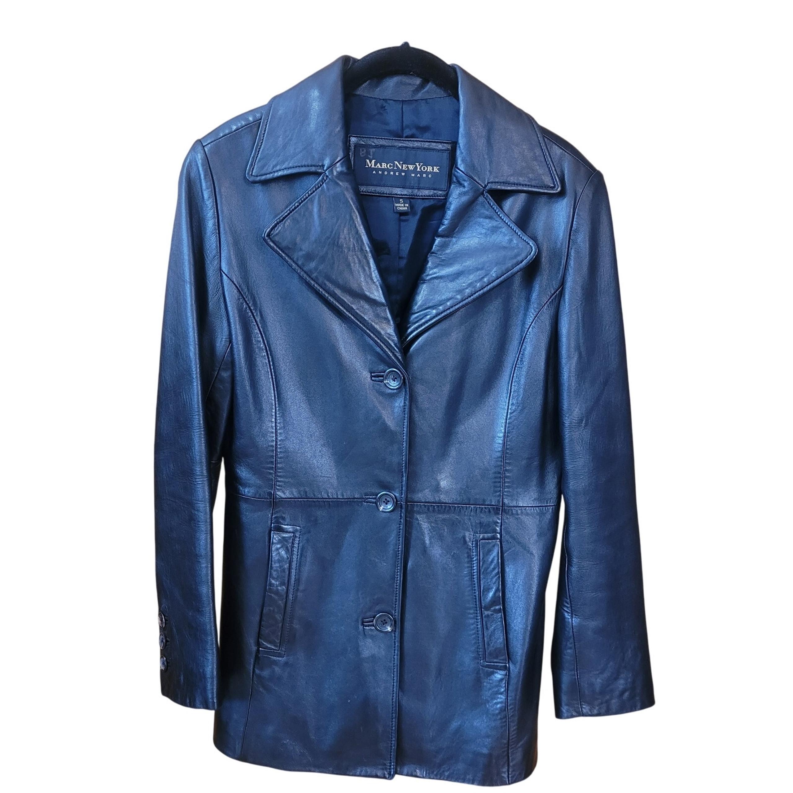 Marc New York by Andrew Marc Women’s Medium Leather Jacket Snap Pocket Coat