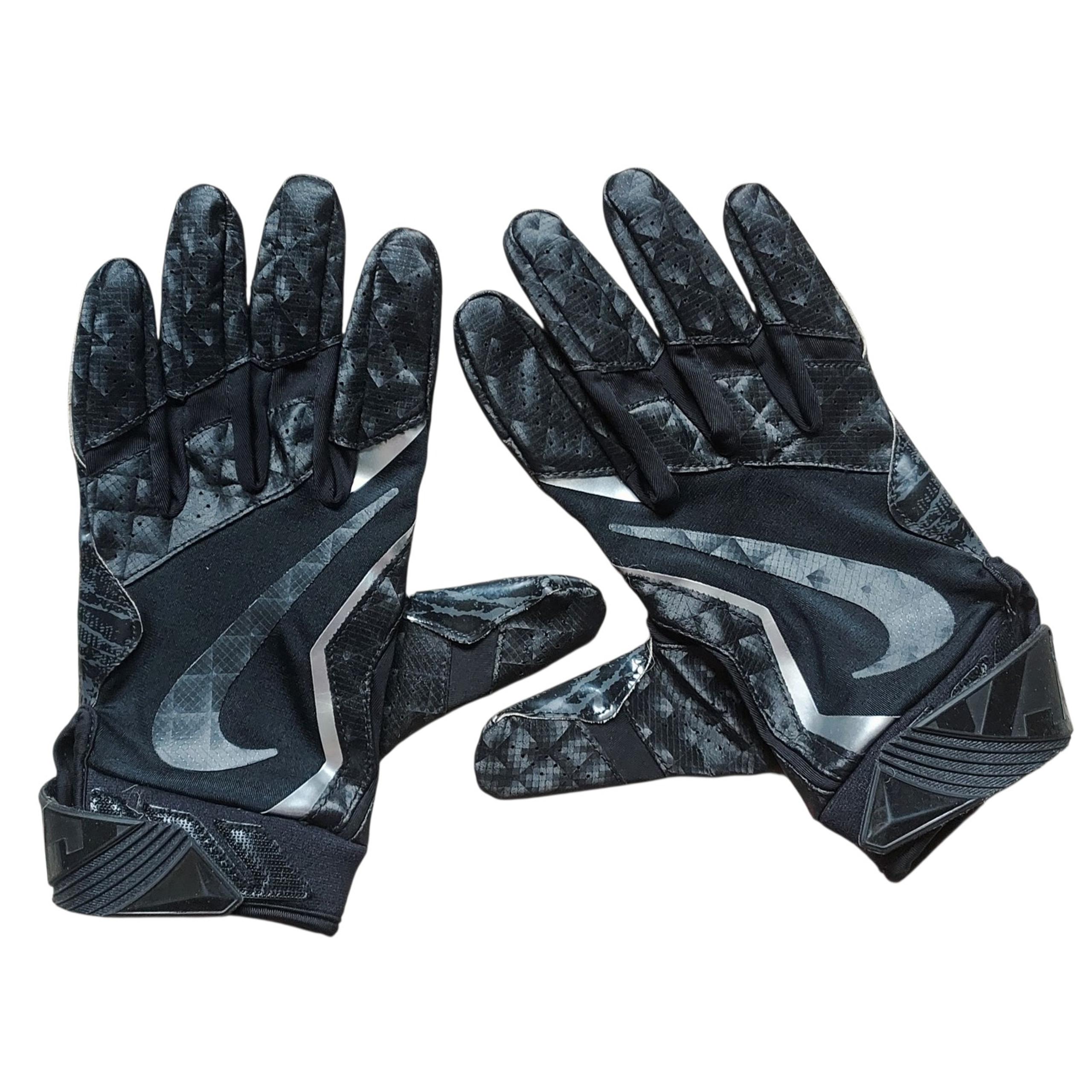 NIKE VAPOR JET 4 Mens Football Gloves Model GF0572-011 Black Gray Chrome Size XL