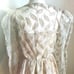 Vintage 70s-80s Cachet by Bari Protas Champagne Gold Lacey Cocktail Dress Sz 7/8