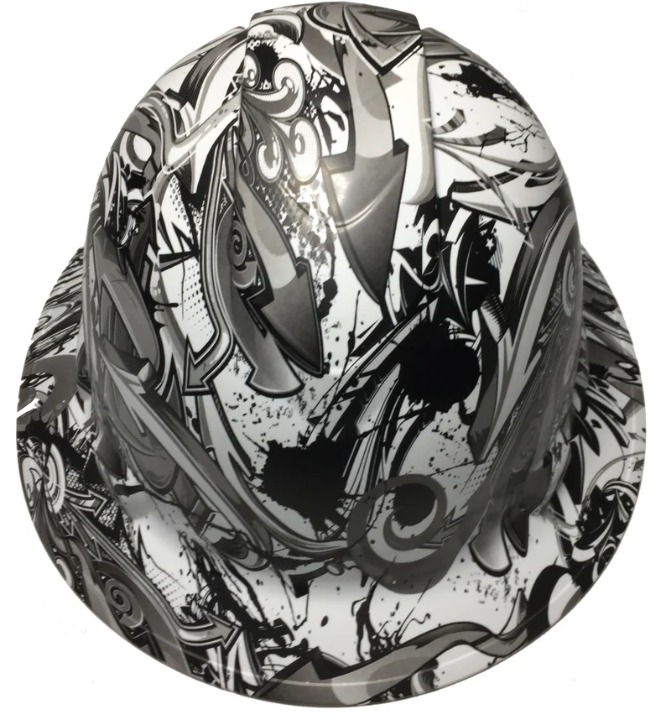 Custom Hard Hat White Graffiti Full