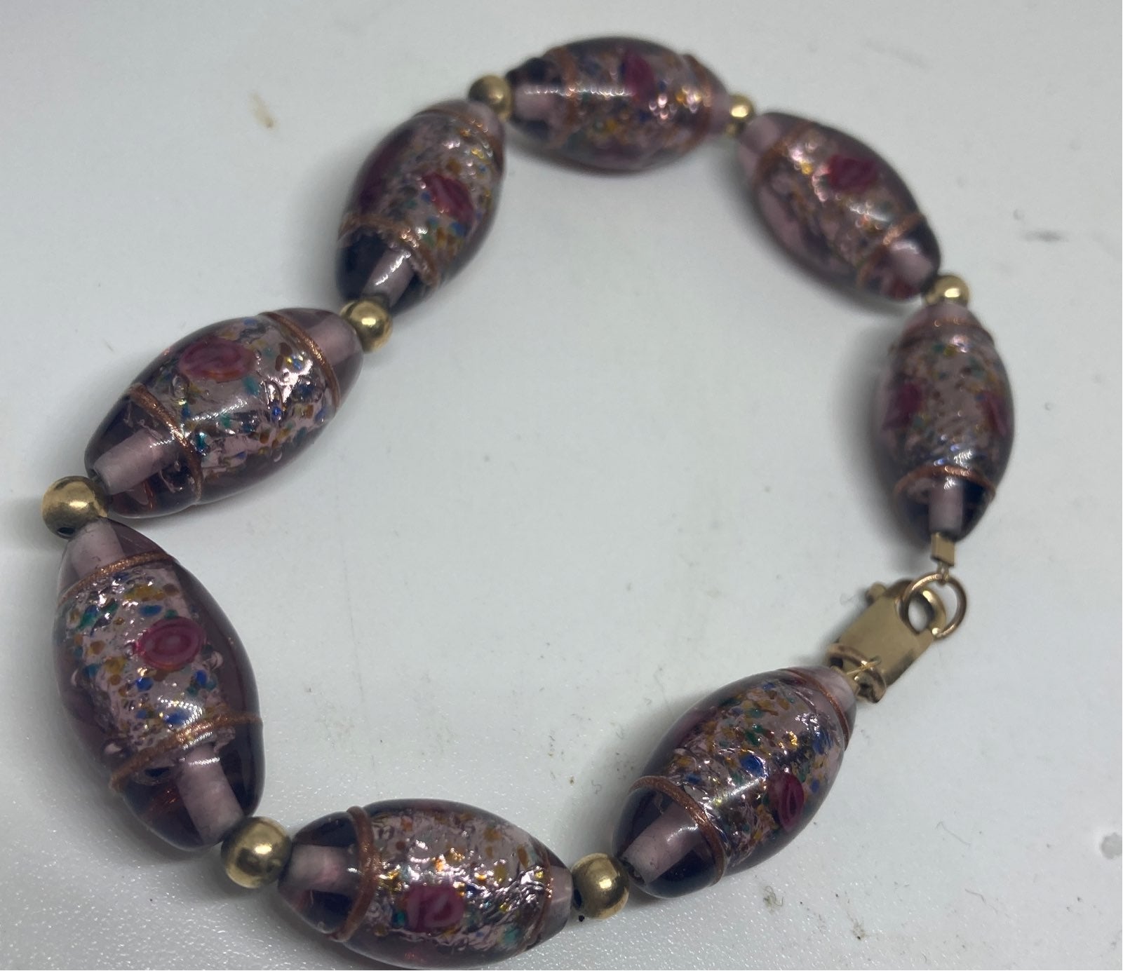 Purple Glass 14/20 14k gold bracelet