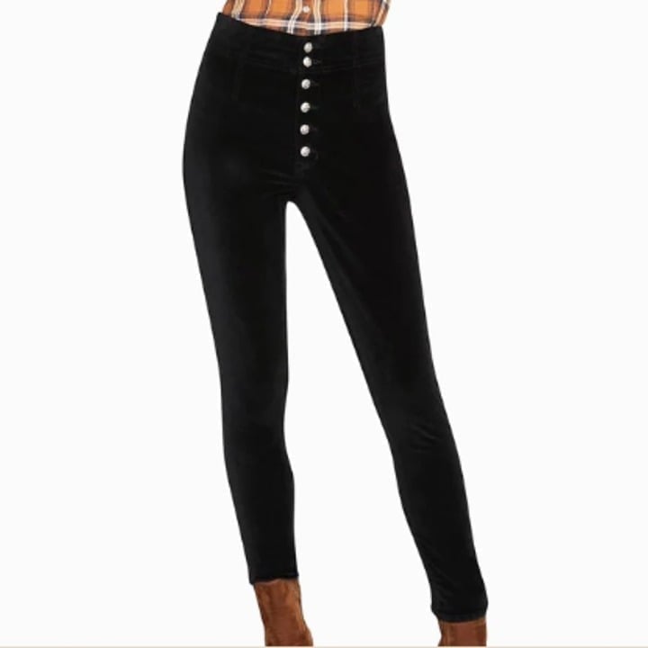 Veronica Beard Womens 24 00 Debbie Skinny Jean Black Velvet High Rise Velour NWT