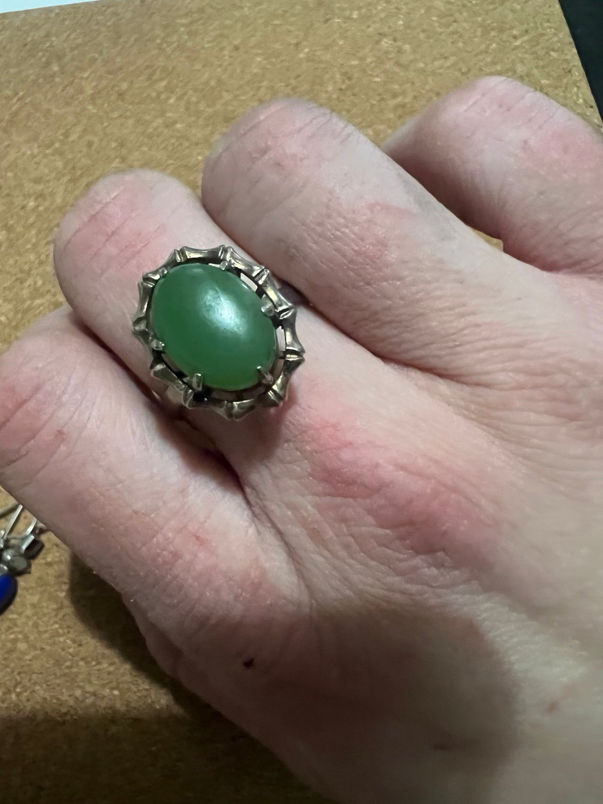 Vintage Sterling Silver and Jade Ring