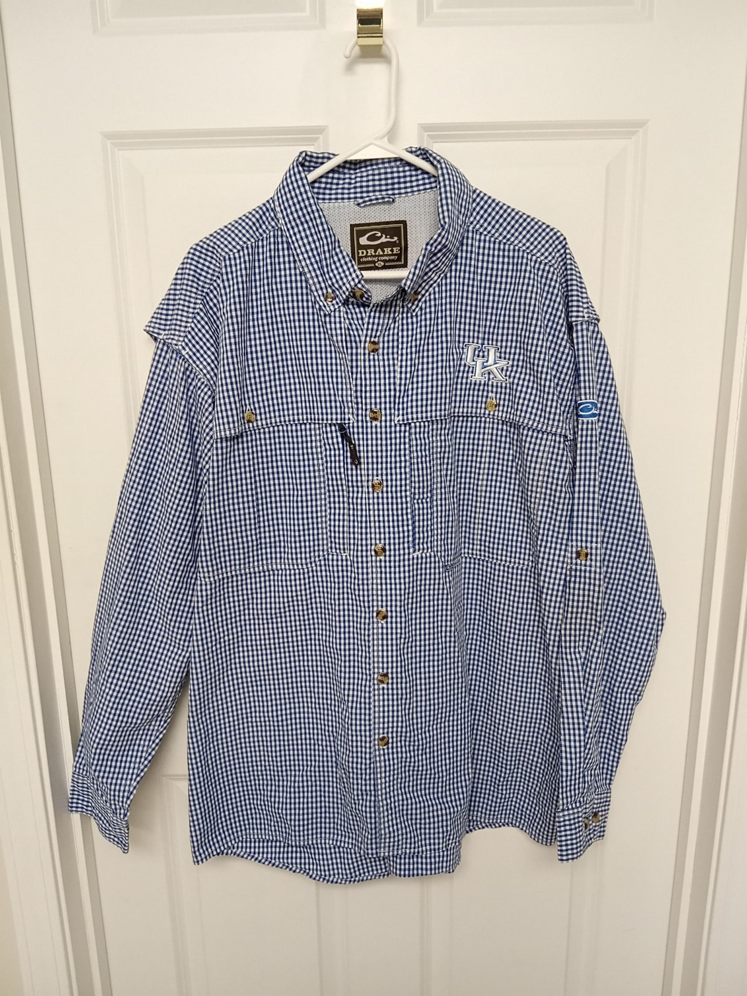 Drake Kentucky Wildcats UK Men's Fishing Vented Button Down Shirt XL LOOSE