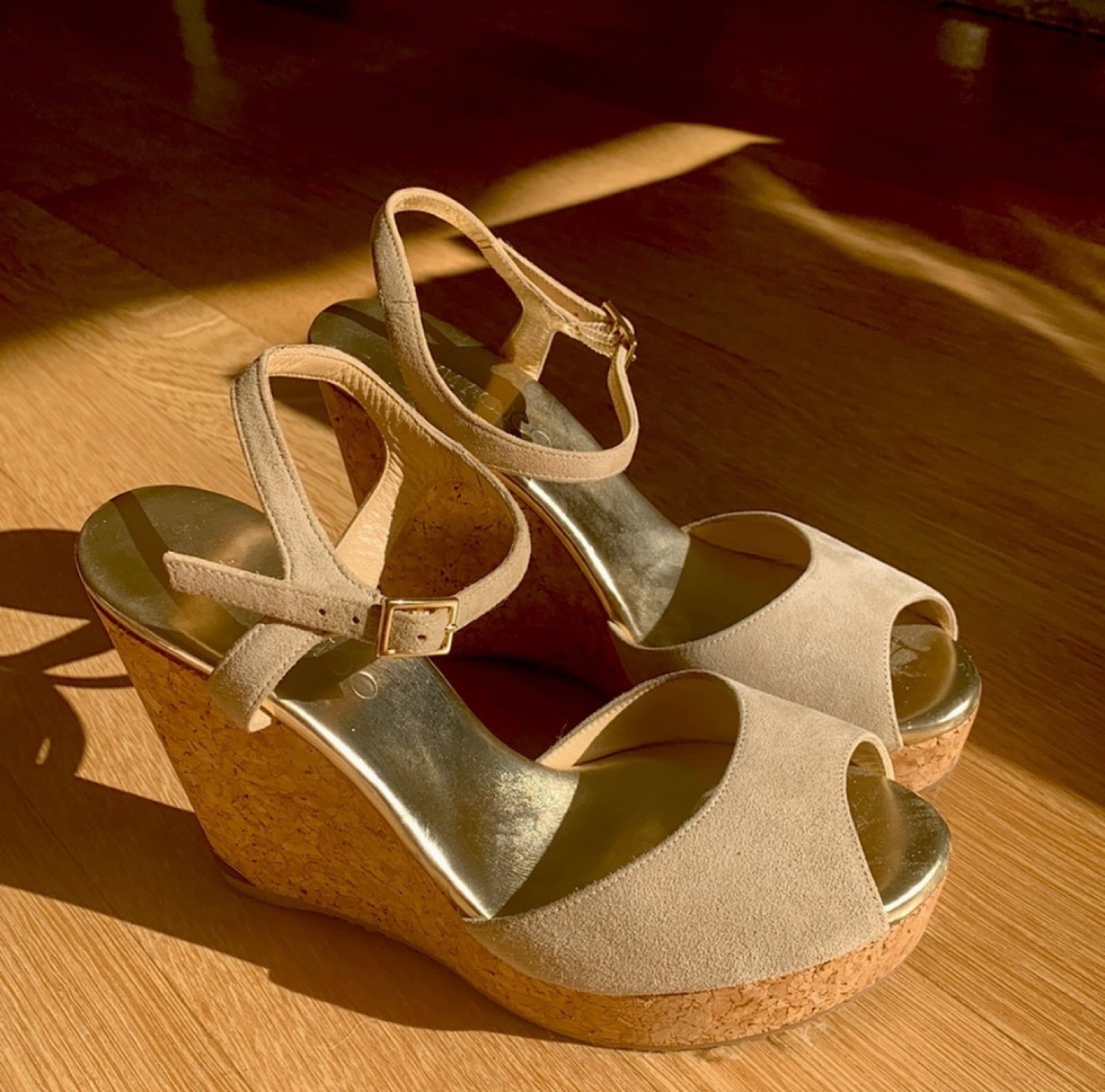 Jimmy Choo Open Toe Wedges Suede (8.5/39)