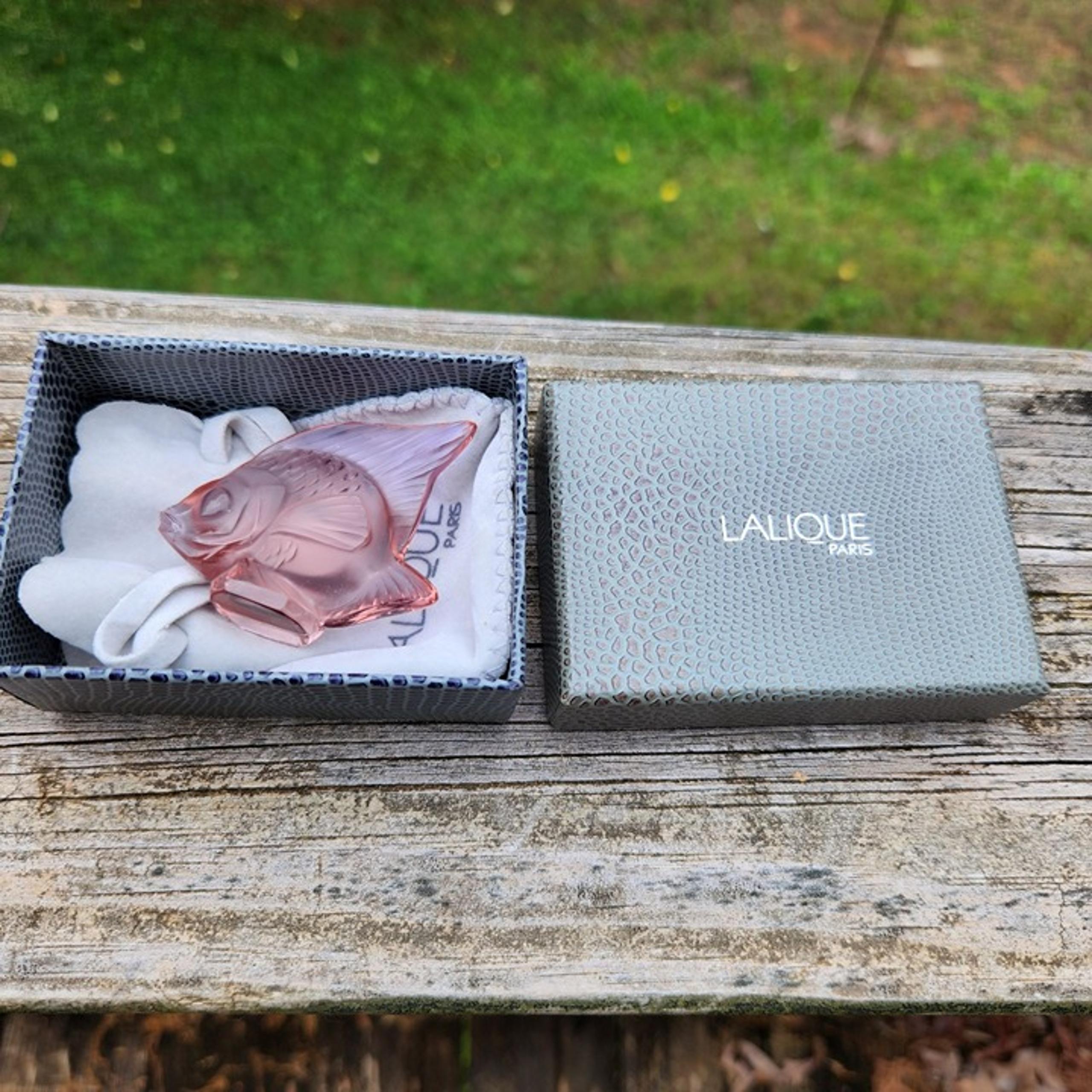 Lalique Crystal Pink Angelfish Figurine 1913 design In Original Box Seaside Fren