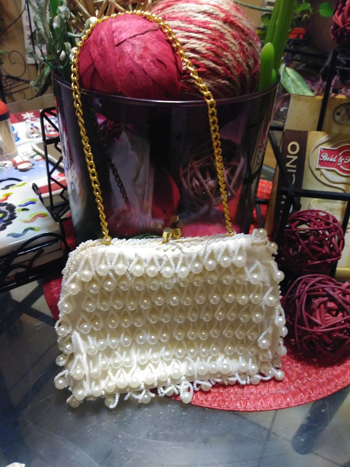 1920-50's pearl handmade clutch GoldBotts