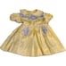 Vtg Baby Girls 18 Month Yellow Gray Lace Pockets Bow Satin Dress