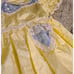 Vtg Baby Girls 18 Month Yellow Gray Lace Pockets Bow Satin Dress