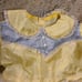 Vtg Baby Girls 18 Month Yellow Gray Lace Pockets Bow Satin Dress