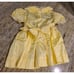 Vtg Baby Girls 18 Month Yellow Gray Lace Pockets Bow Satin Dress