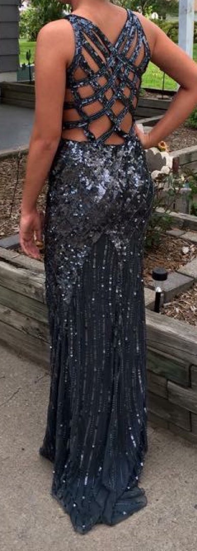 Long gray sequin dress