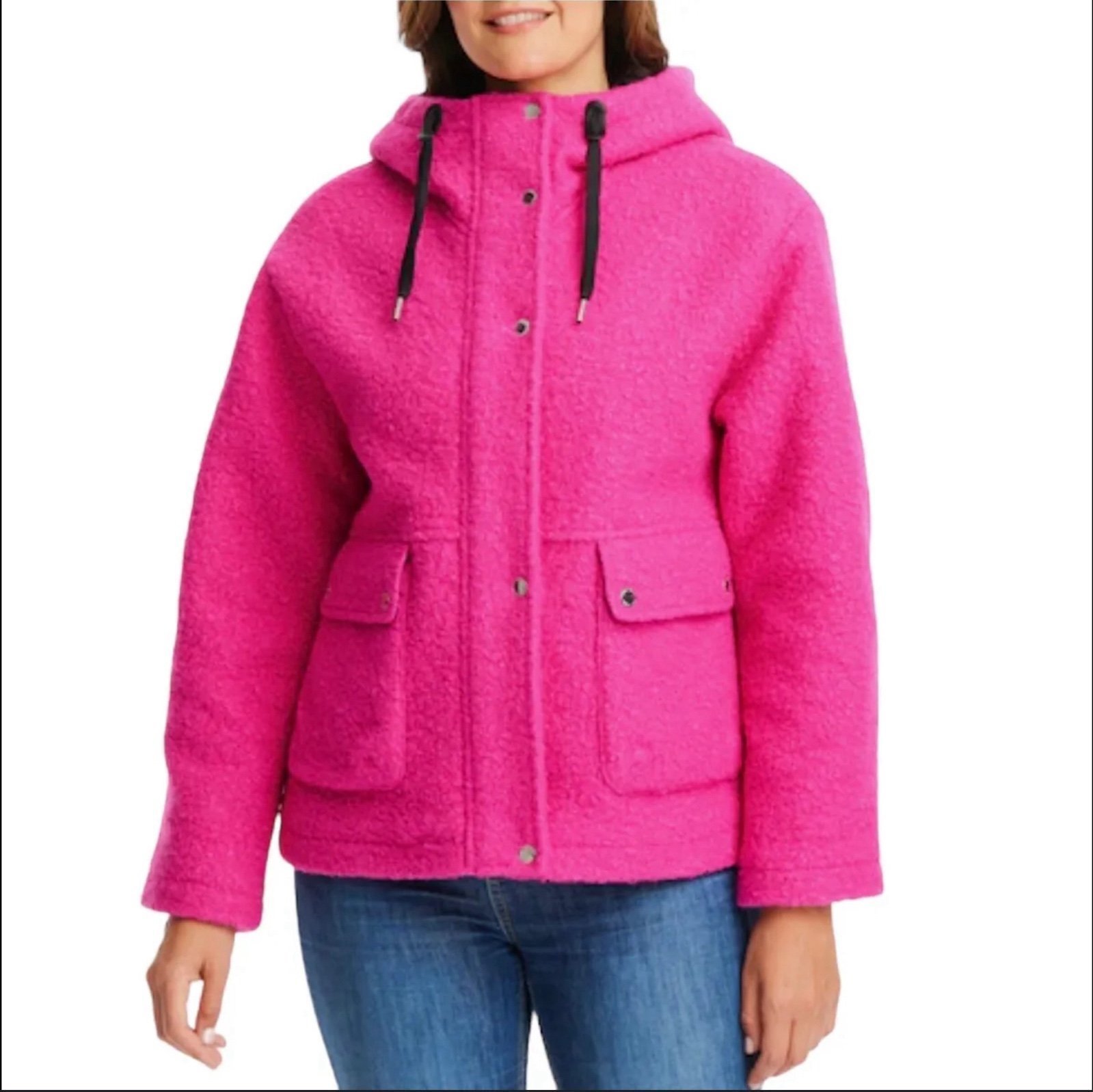 New Vince Camuto Fuchsia Pink Boucle Coat