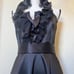 White House Black Market Silk Lace Trim Little Black Dress Silk Sash in Size 04.