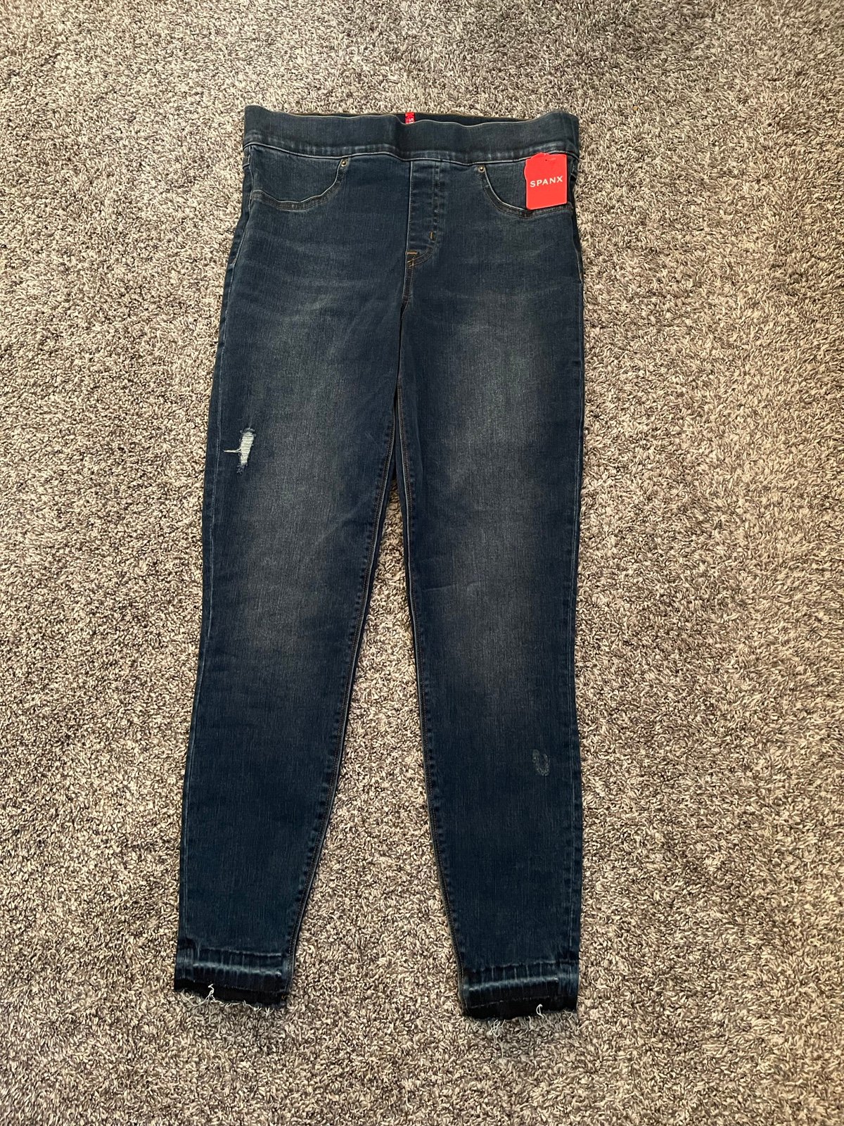 SPANX distressed skinny jeans blue Sz Medium