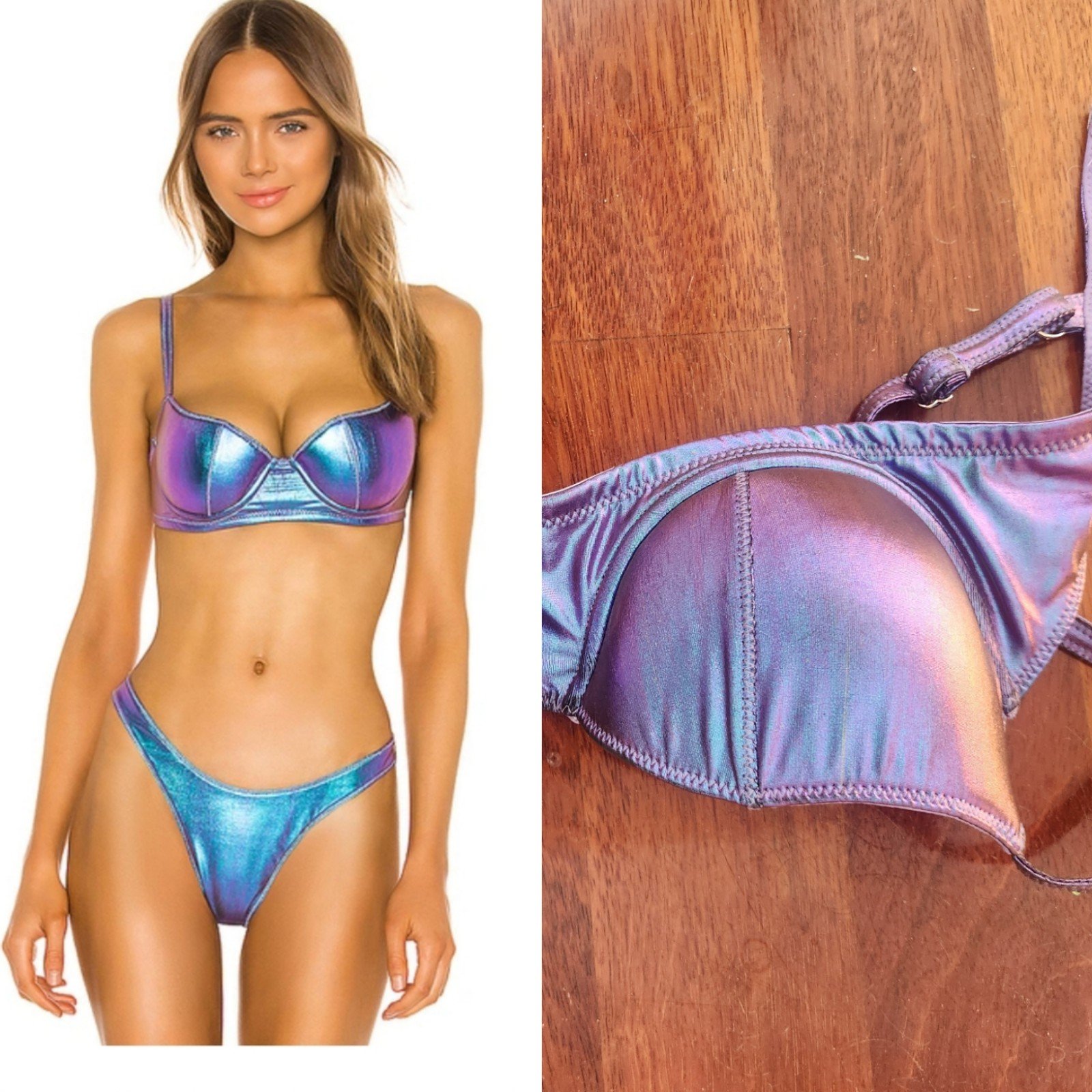 Danielle Guizio rare iridescent bikini bra top M