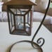 Viva Vintage Bronze Wrought Iron Hanging tealight holder with Etched Glass