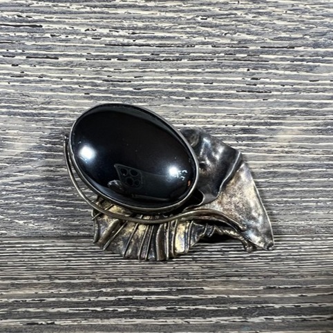 Large Avi Soffer Israel Modernist Sterling Silver .925 Hematite Brooch / Pendant