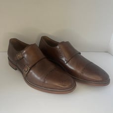 Johnston & Murphy Conard Mahogany Double Buckle Brogue Monk Strap