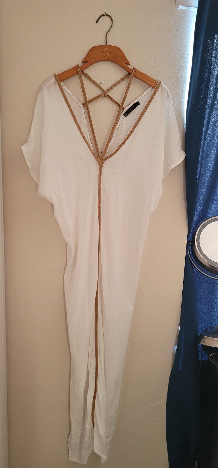 ViX paula hermanny White long cover up with beige added straps and slit sides