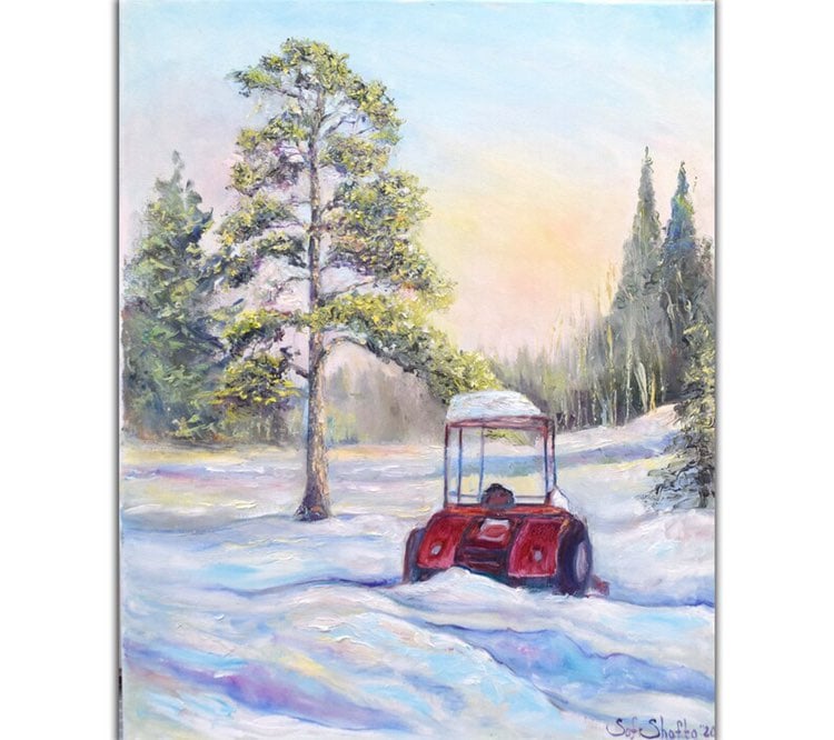 Oil Painting Winter Landscape Canvas Wall Art 16x20