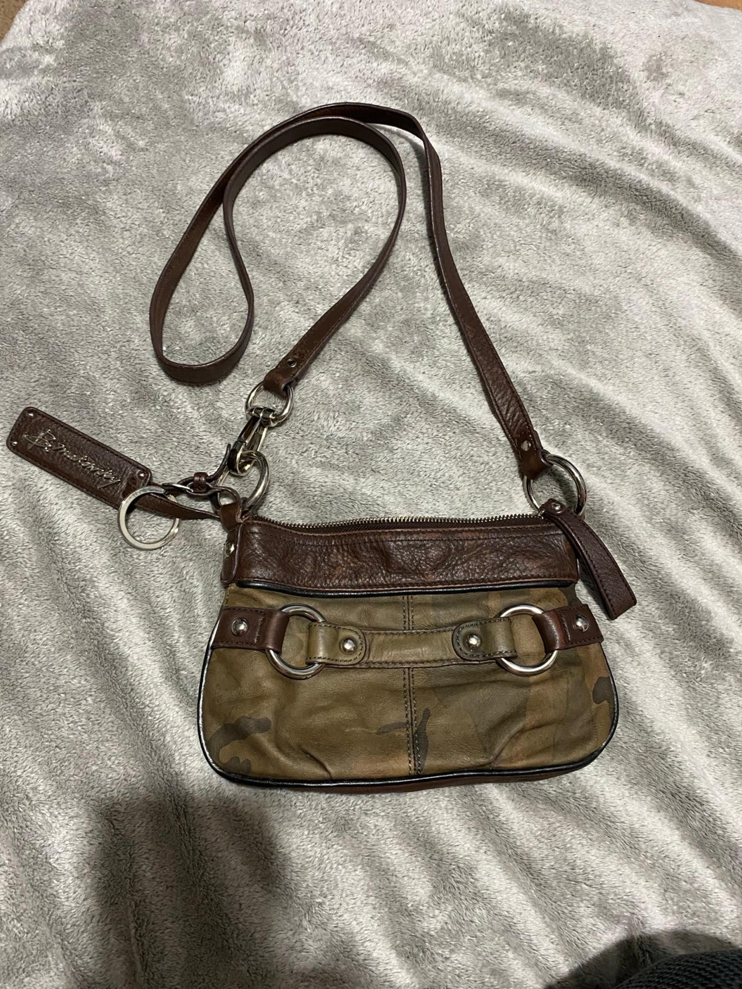 B. Makowsky Crossbody Shoulder Bag Camo Green/Brown