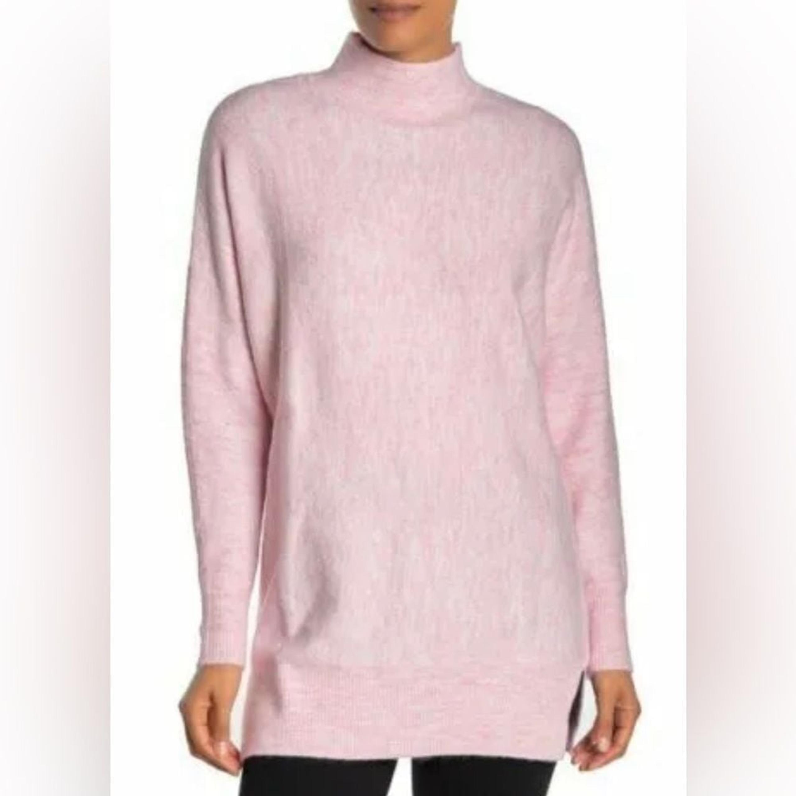 Magaschoni Dolman Sweater Top Mock Neck Pullover Heather Pink Size L NWT