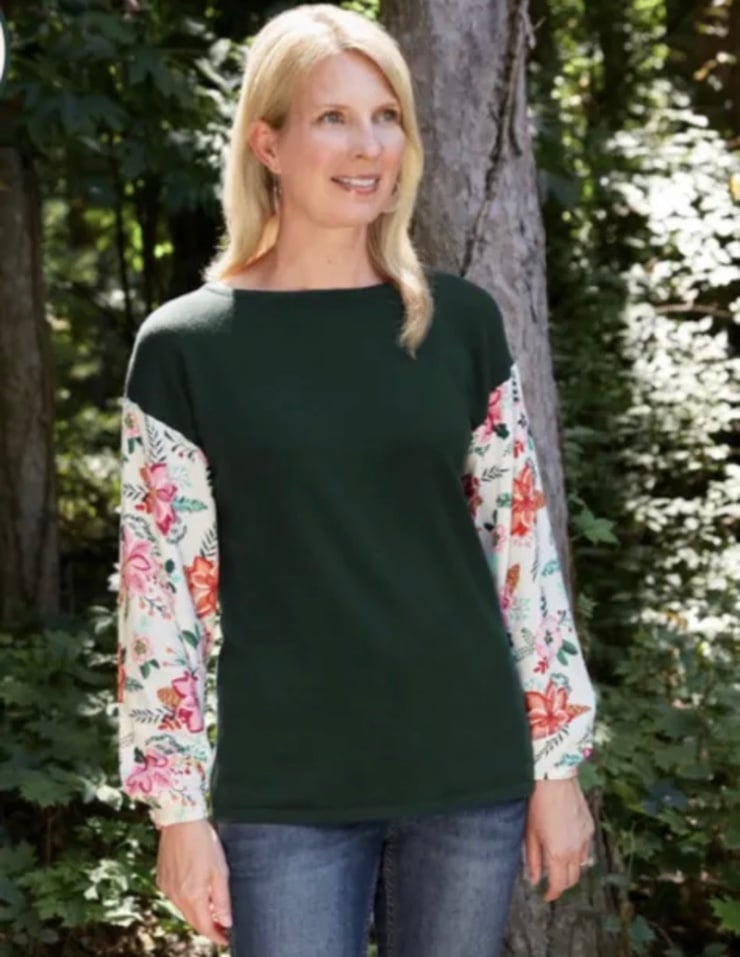 Womens Matilda Jane Sz L Fancy And Flouncy Top Floral Holiday Wonderment #30699T