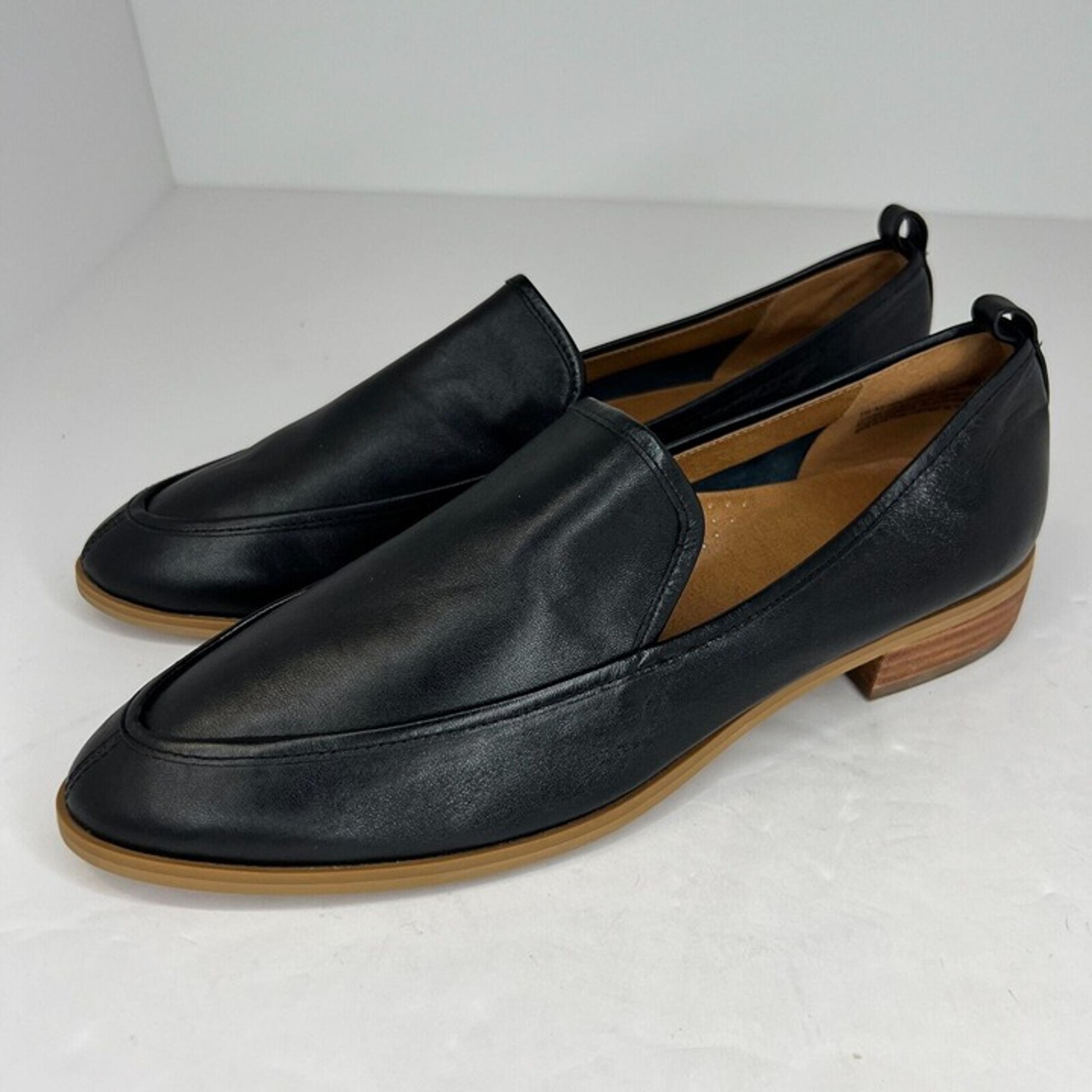 Susina Womens RN58665 Kellen Black Leather Almond Toe Slip On Size 10 M Loafers